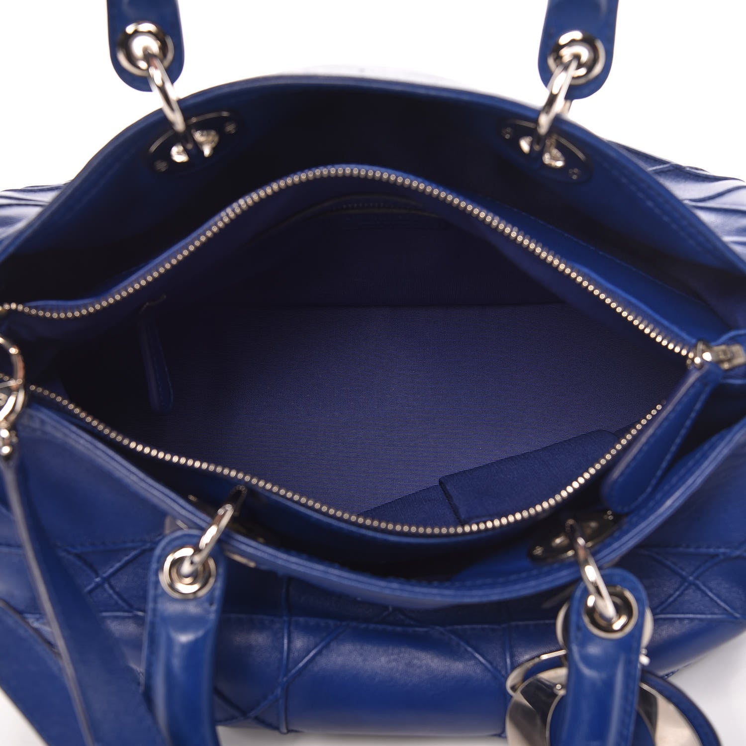 Christian Dior Lambskin Cannage Granville Polochon Blue 8 of 21