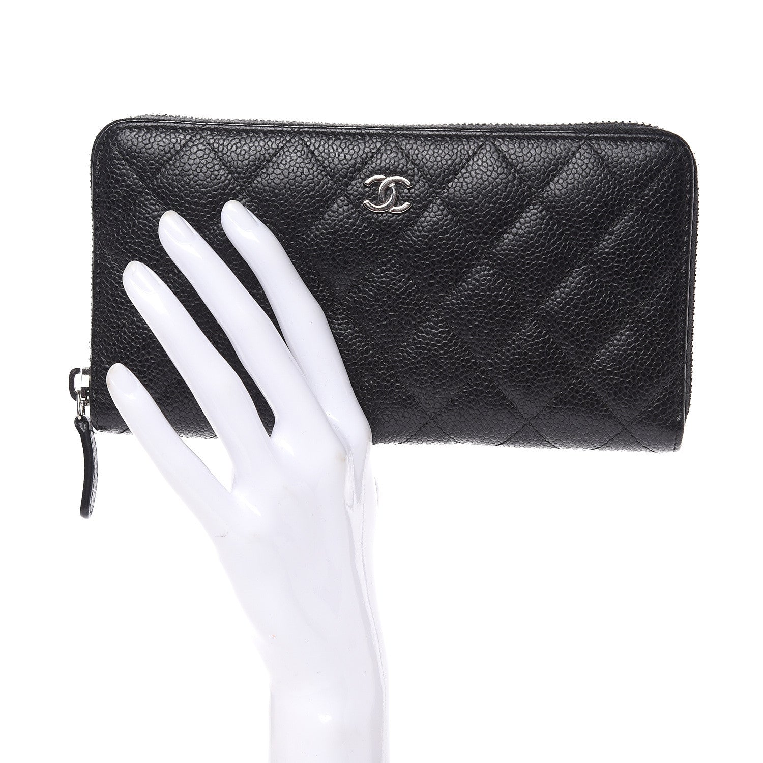 Chanel Caviar Quilted Large Gusset Zip Around Wallet Black 2 of 10