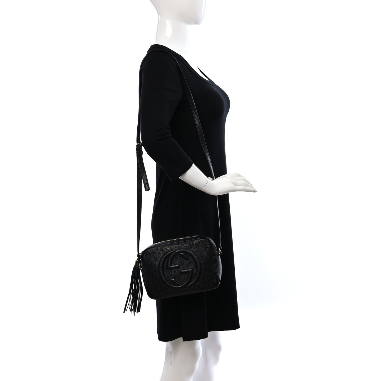 Pebbled Calfskin Small Soho Disco Bag Black