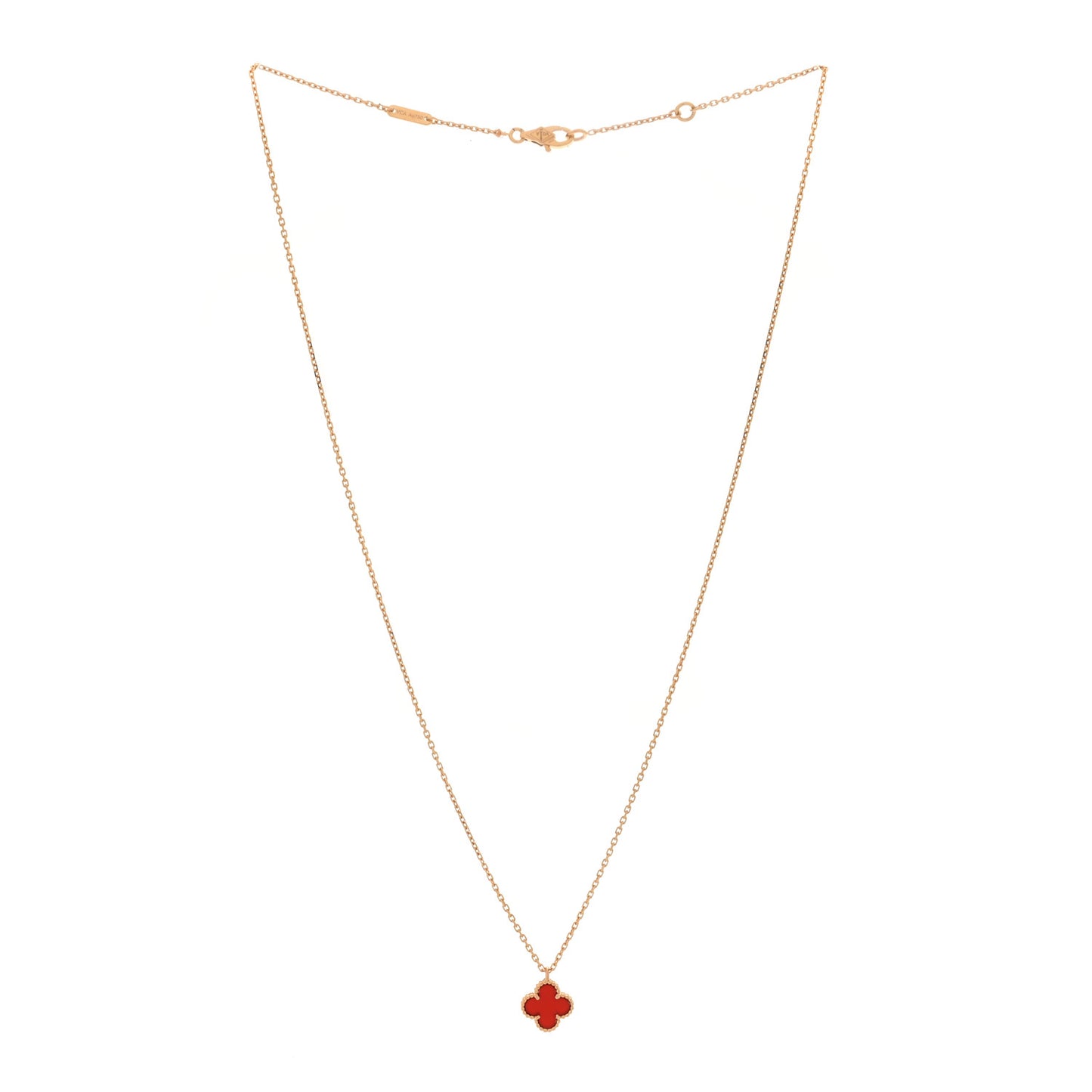 18K Rose Gold Carnelian Sweet Alhambra Pendant Necklace