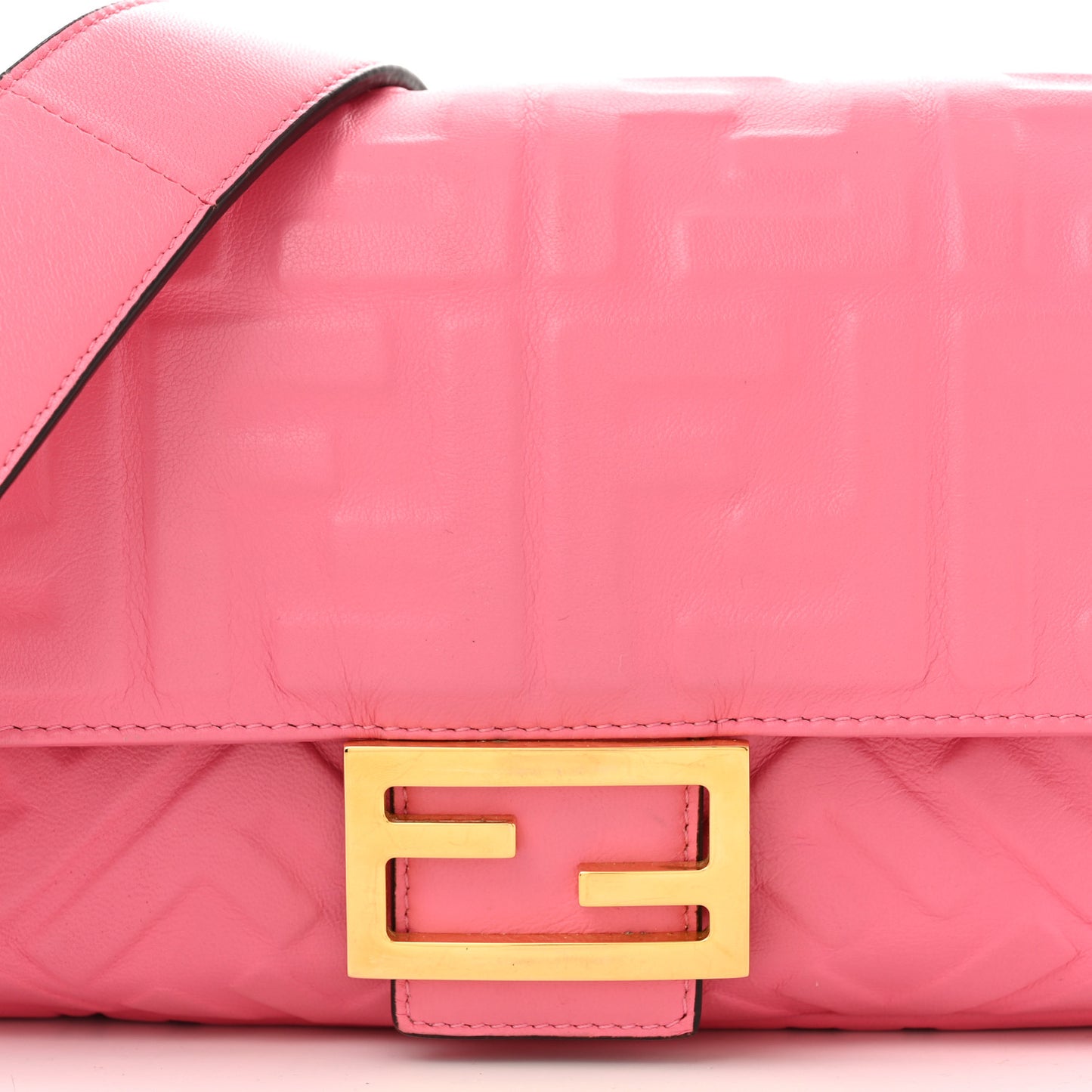 Nappa FF 1974 Embossed Baguette Rosa Fluo