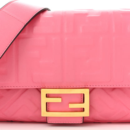 Fendi Nappa FF 1974 Embossed Baguette Rosa Fluo 8 of 12