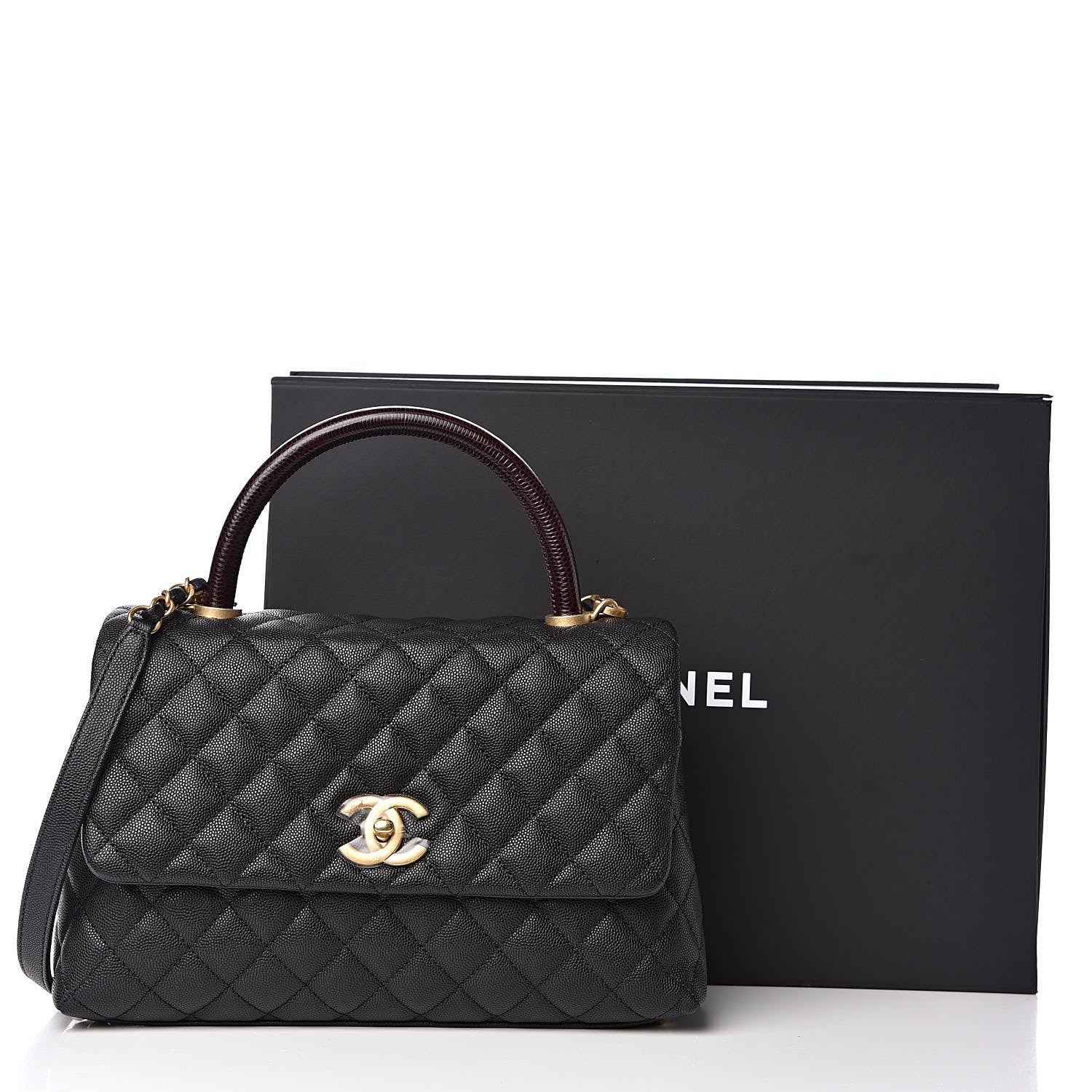Chanel Caviar Lizard Embossed Quilted Small Coco Handle Flap Black 11 of 11