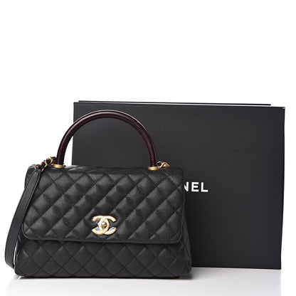 Chanel Caviar Lizard Embossed Quilted Small Coco Handle Flap Black 11 of 11