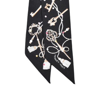 Hermes Silk Les Cles A Pois Twilly Black Beige Rose Multicolor 2 of 4