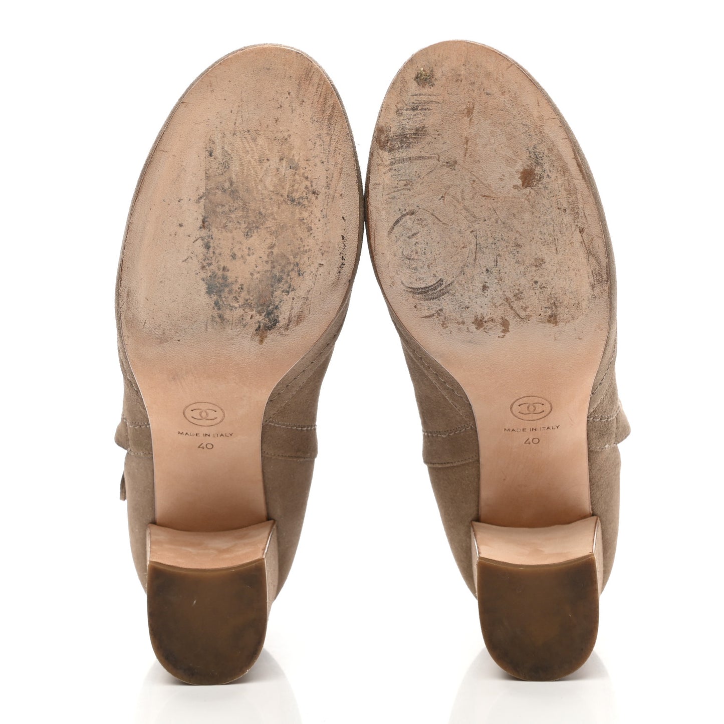 Suede CC Chain Ankle Boots 40 Beige Fonce
