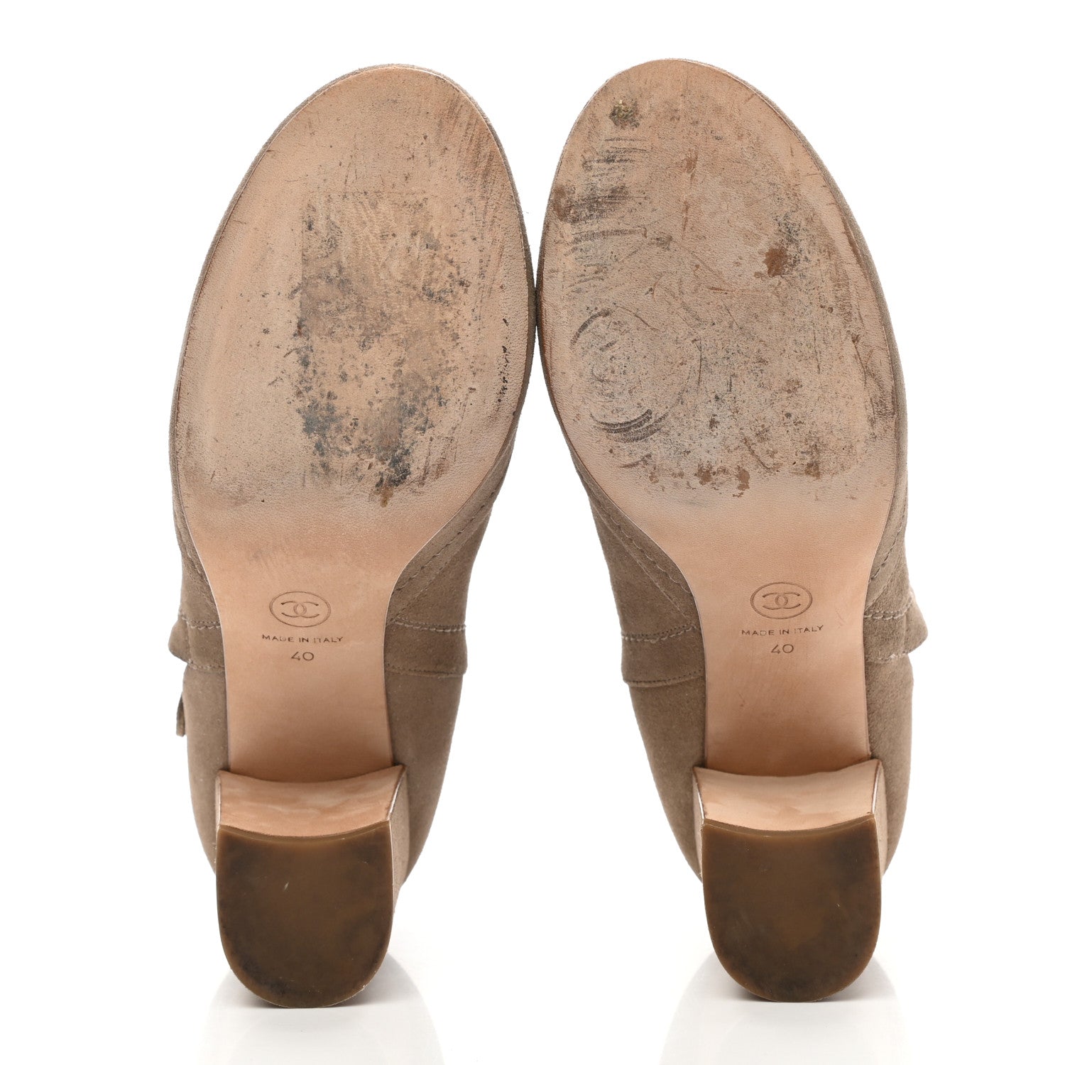 Chanel Suede CC Chain Ankle Boots 40 Beige Fonce 5 of 8
