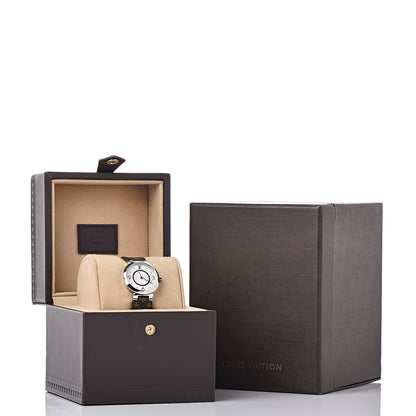 Louis Vuitton Stainless Steel Monogram Diamond 28mm Tambour Slim Quartz Watch 10 of 10