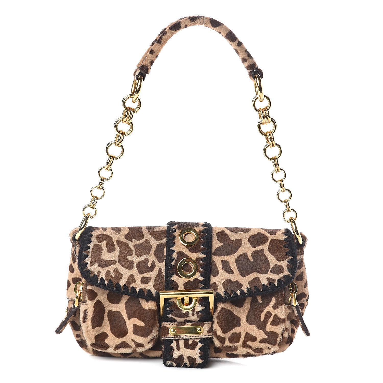 Prada Calf Hair Giraffe Print Shoulder Bag 1 of 8
