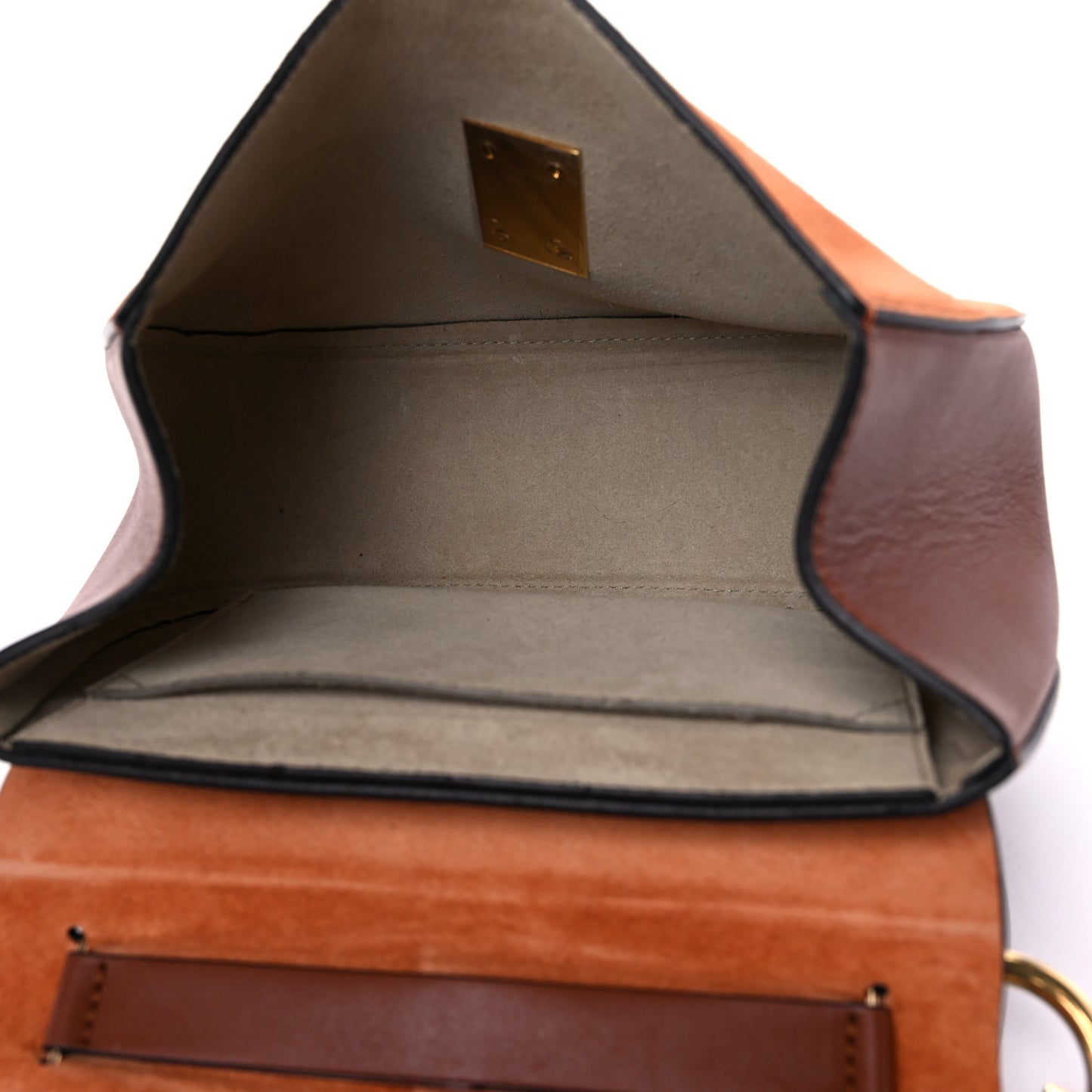 Suede Smooth Calfskin Drew Shoulder Bag Classic Tobacco