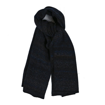 Chanel Cashmere Striped CC Scarf Black Blue 1 of 3
