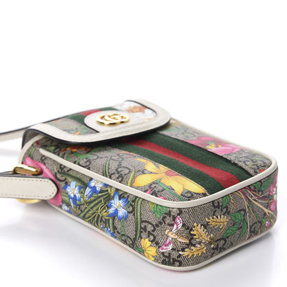 Gucci GG Supreme Monogram Flora Web Ophidia Phone Crossbody Bag White 4 of 11