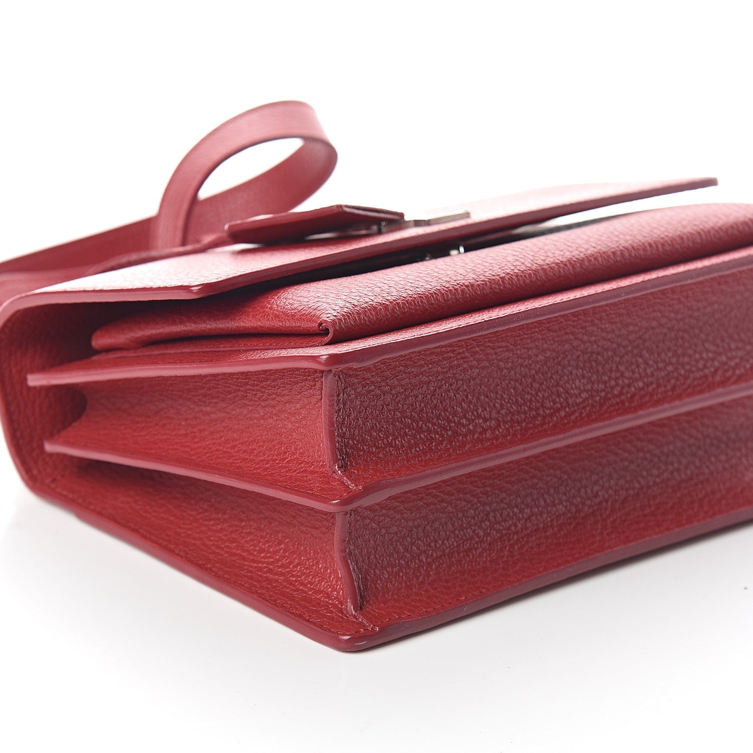 Saint Laurent Grained Calfskin Medium Monogram Sunset Satchel Red 7 of 8