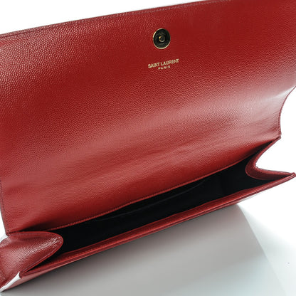 Saint Laurent Grain De Poudre Classic Monogram Clutch Red 5 of 9
