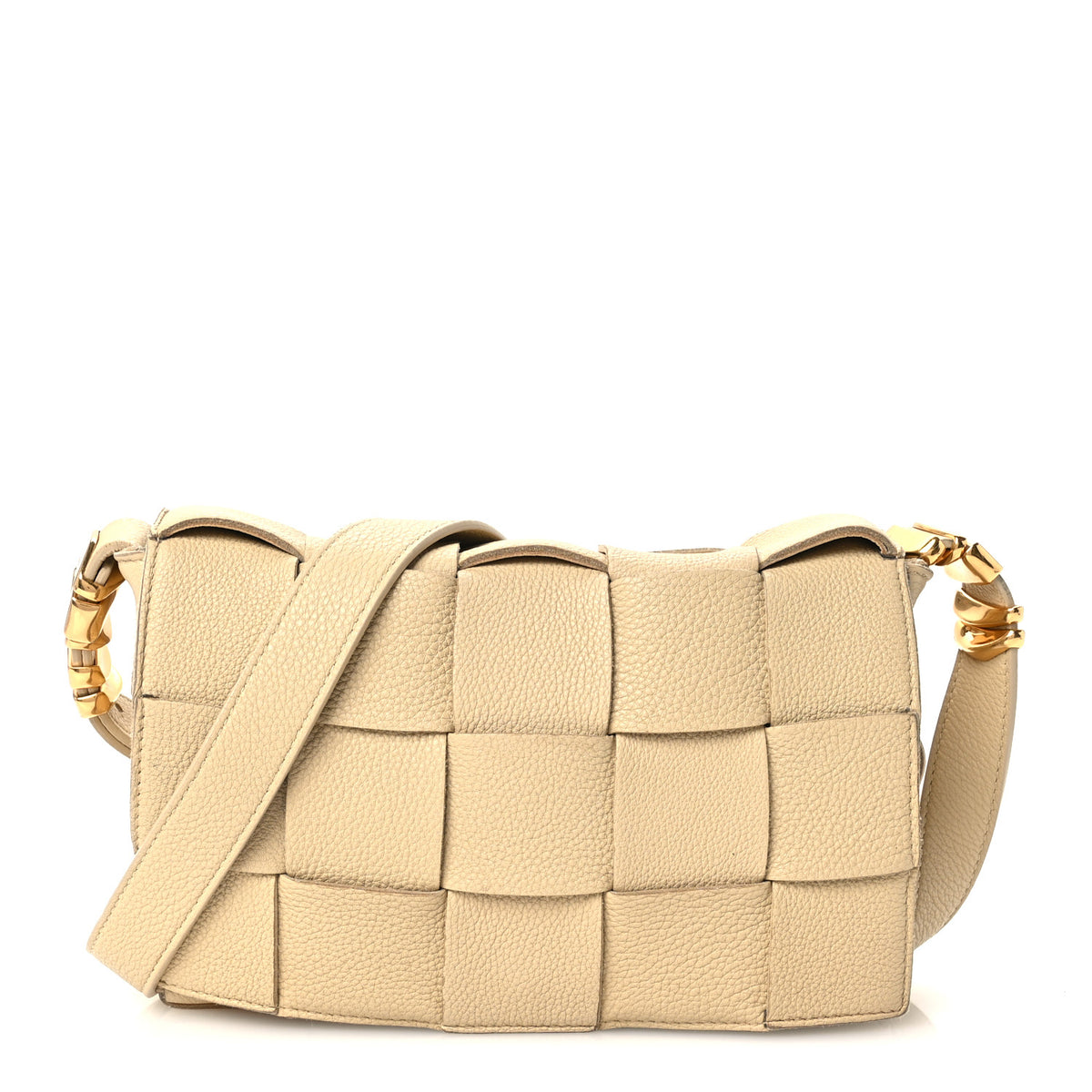 Grained Calfskin Maxi Intrecciato Cassette Crossbody Bag Porridge