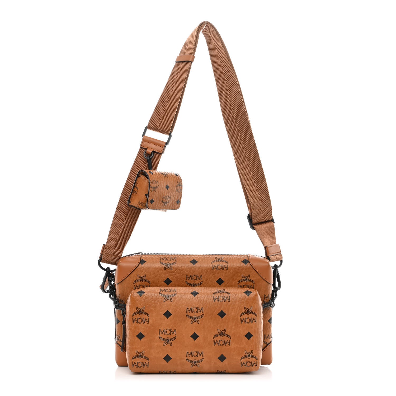 MCM Visetos Small Soft Berlin Multifunction Crossbody Cognac 1 of 14