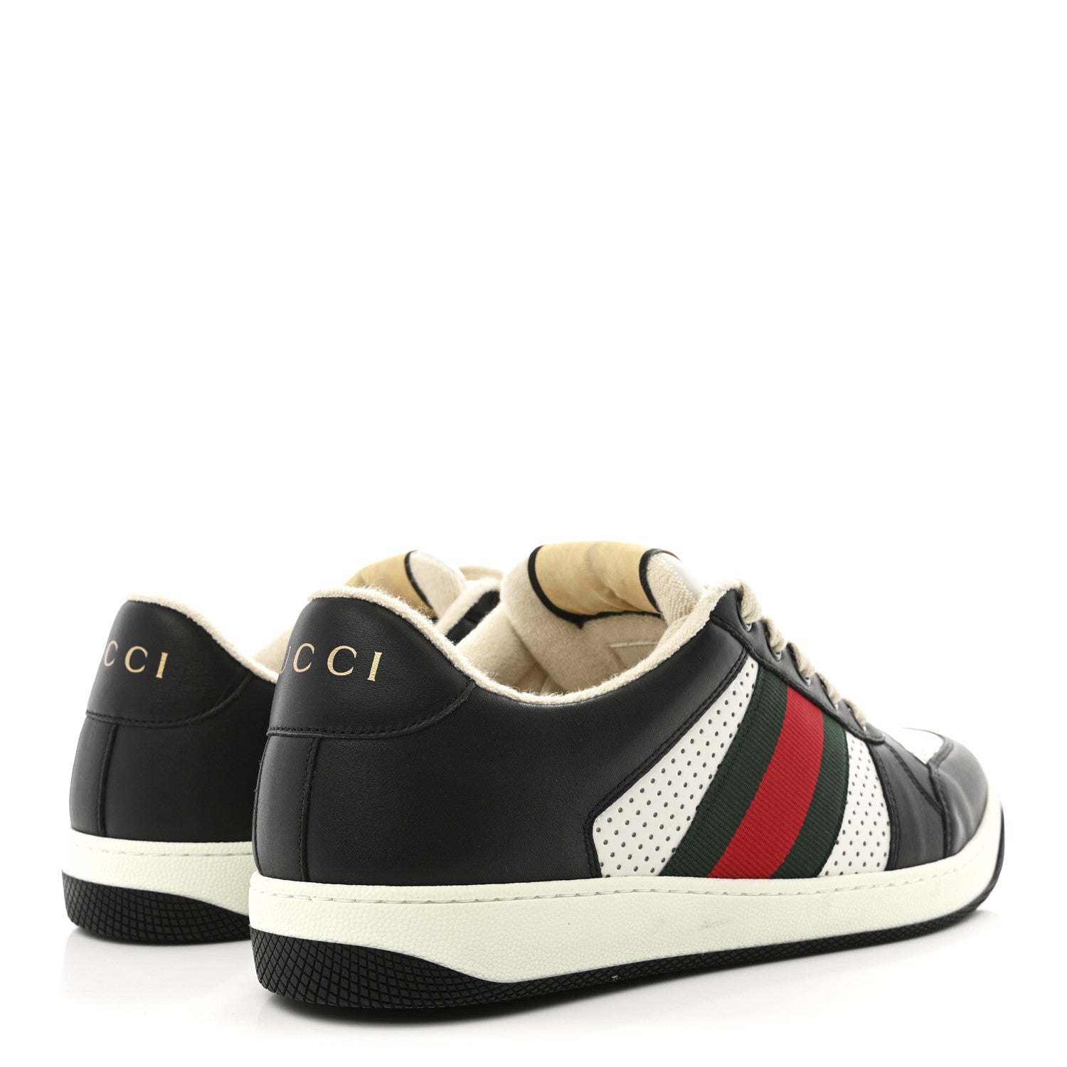 Gucci Calfskin Web Mens Screener Sneakers 9.5 Black White 5 of 11