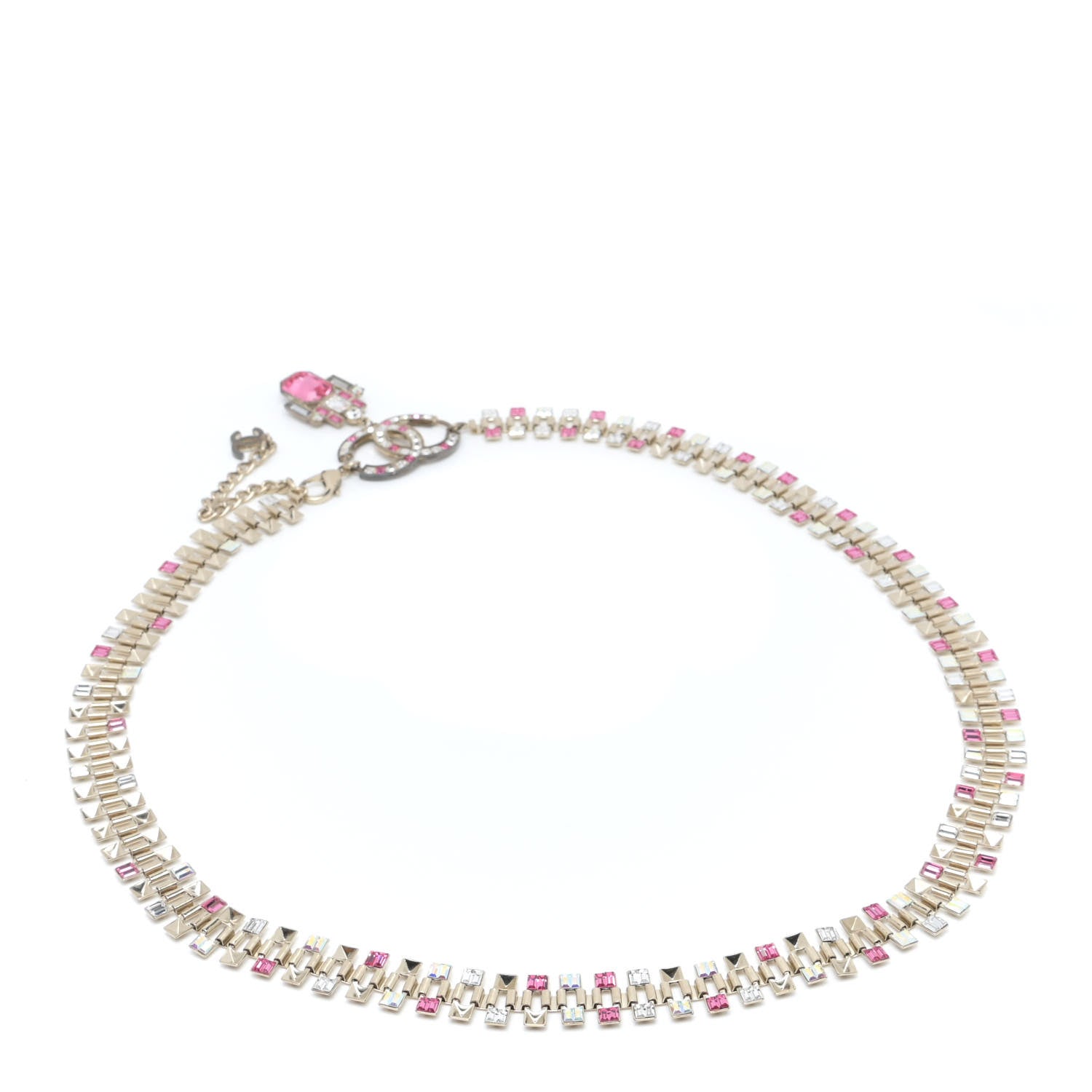 Chanel Crystal Baguette CC Belt 85 Gold Pink 2 of 9