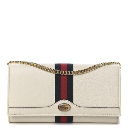 Gucci Textured Calfskin Web Ophidia Wallet On Chain Mystic White 1 of 10