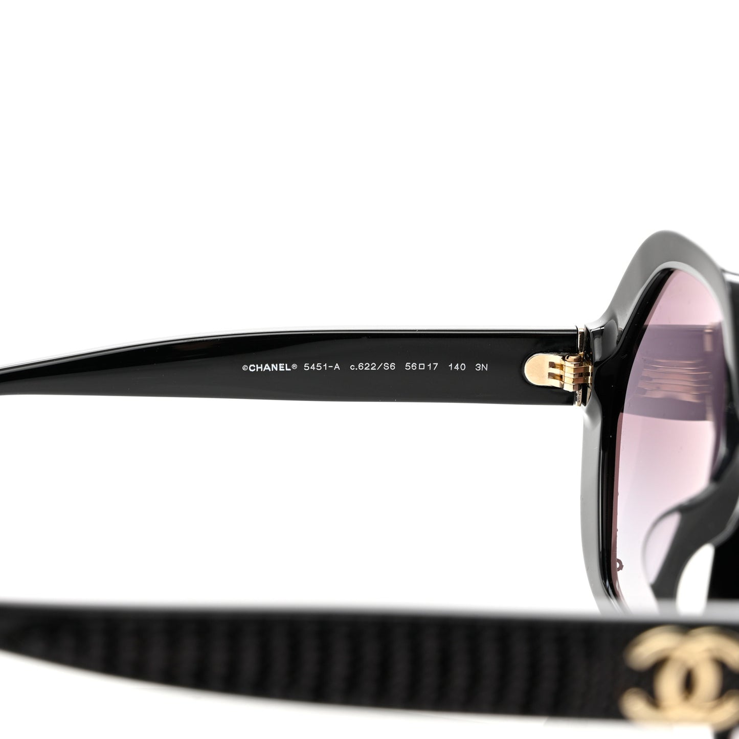 Acetate Sequin Round Sunglasses 5451-A Black
