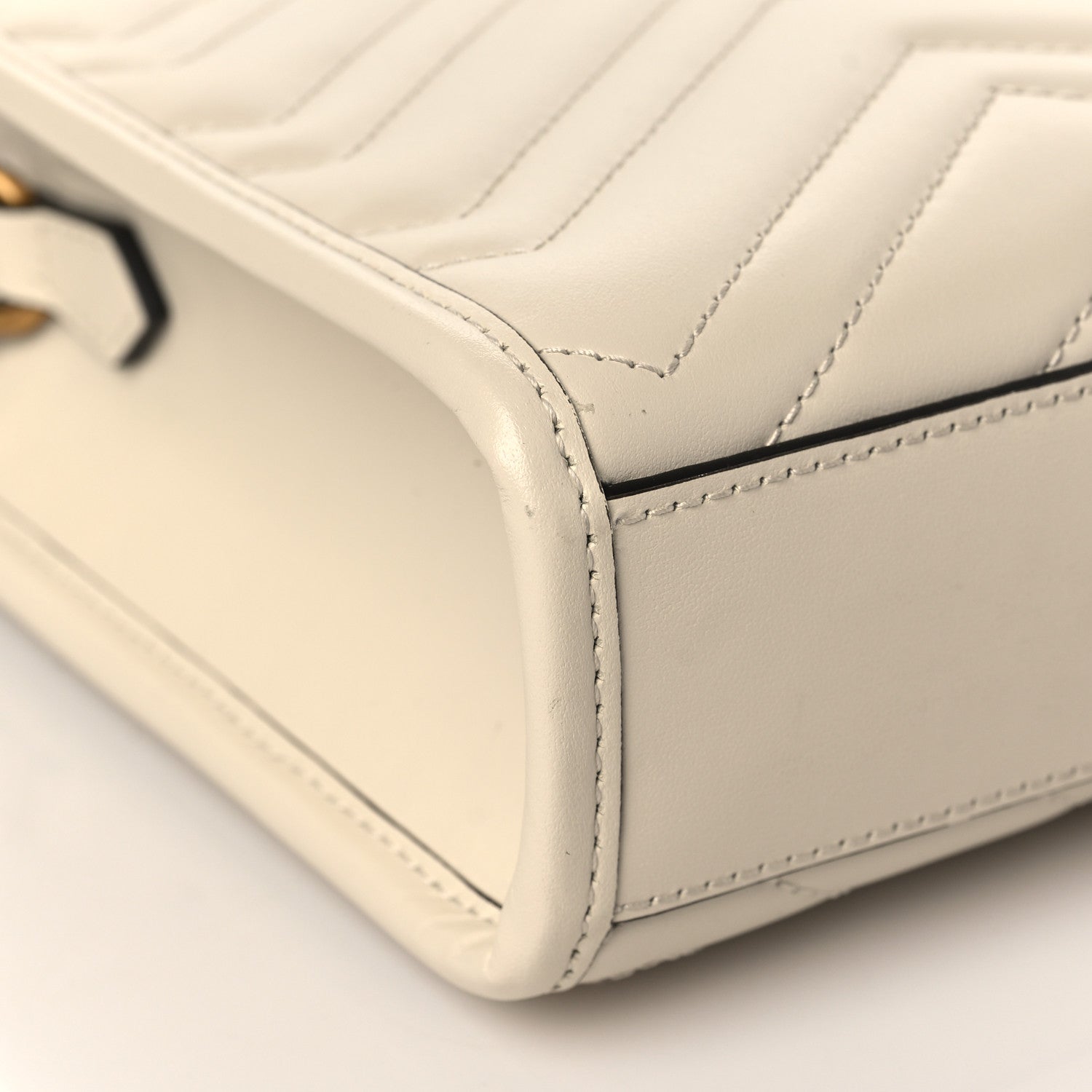 Gucci Calfskin Matelasse Chevron Mini GG Marmont Tote Mystic White 8 of 10