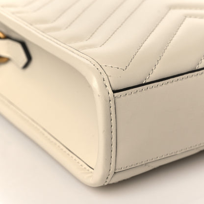 Gucci Calfskin Matelasse Chevron Mini GG Marmont Tote Mystic White 8 of 10