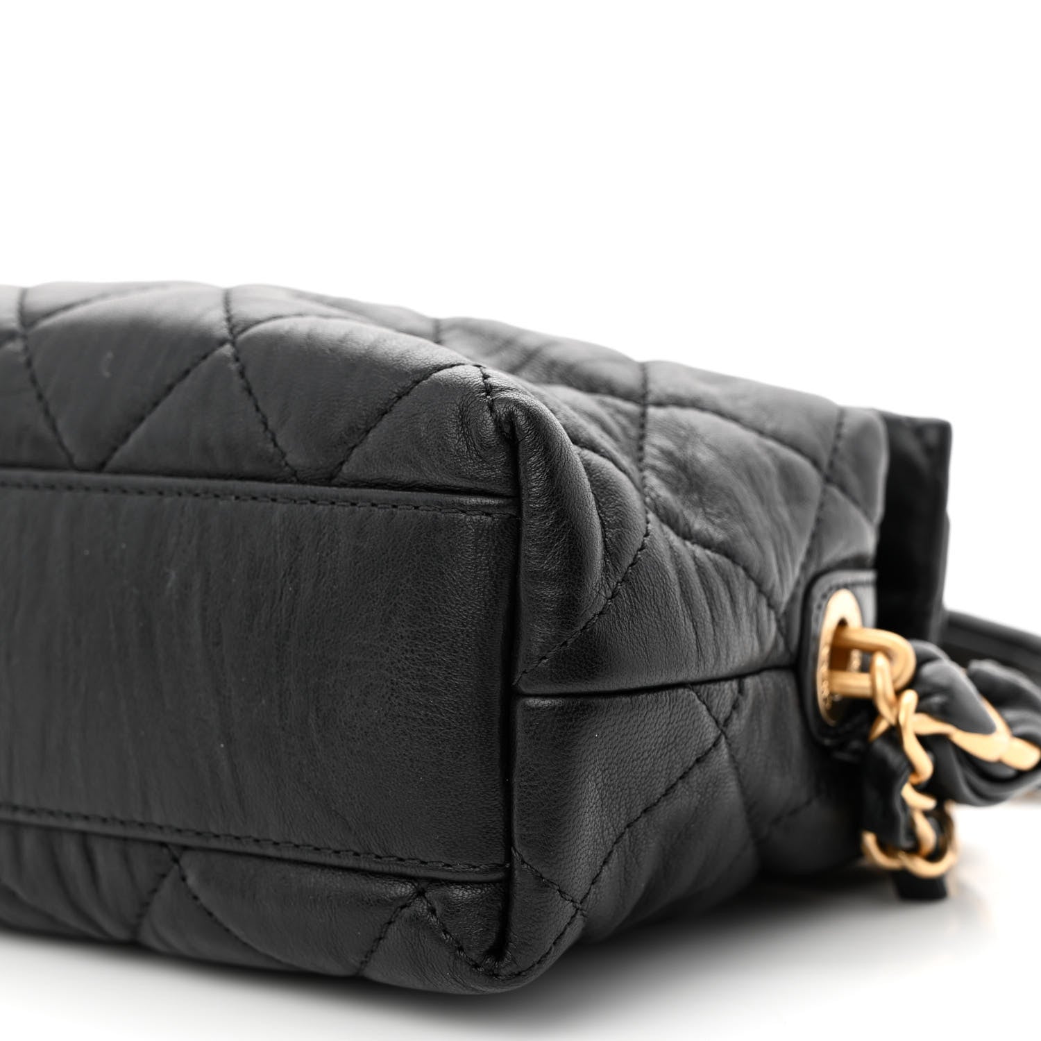 Chanel Crumpled Lambskin Quilted Small CC Links Shoulder Bag Black 10 of 11