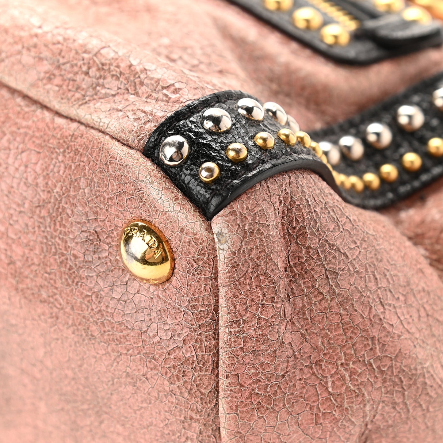 Craquele Studded Shoulder Bag Petalo