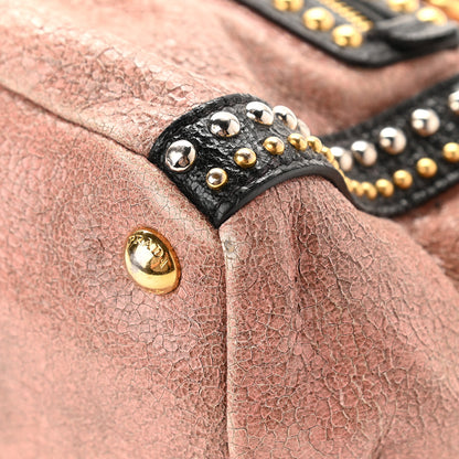 Prada Craquele Studded Shoulder Bag Petalo 10 of 14