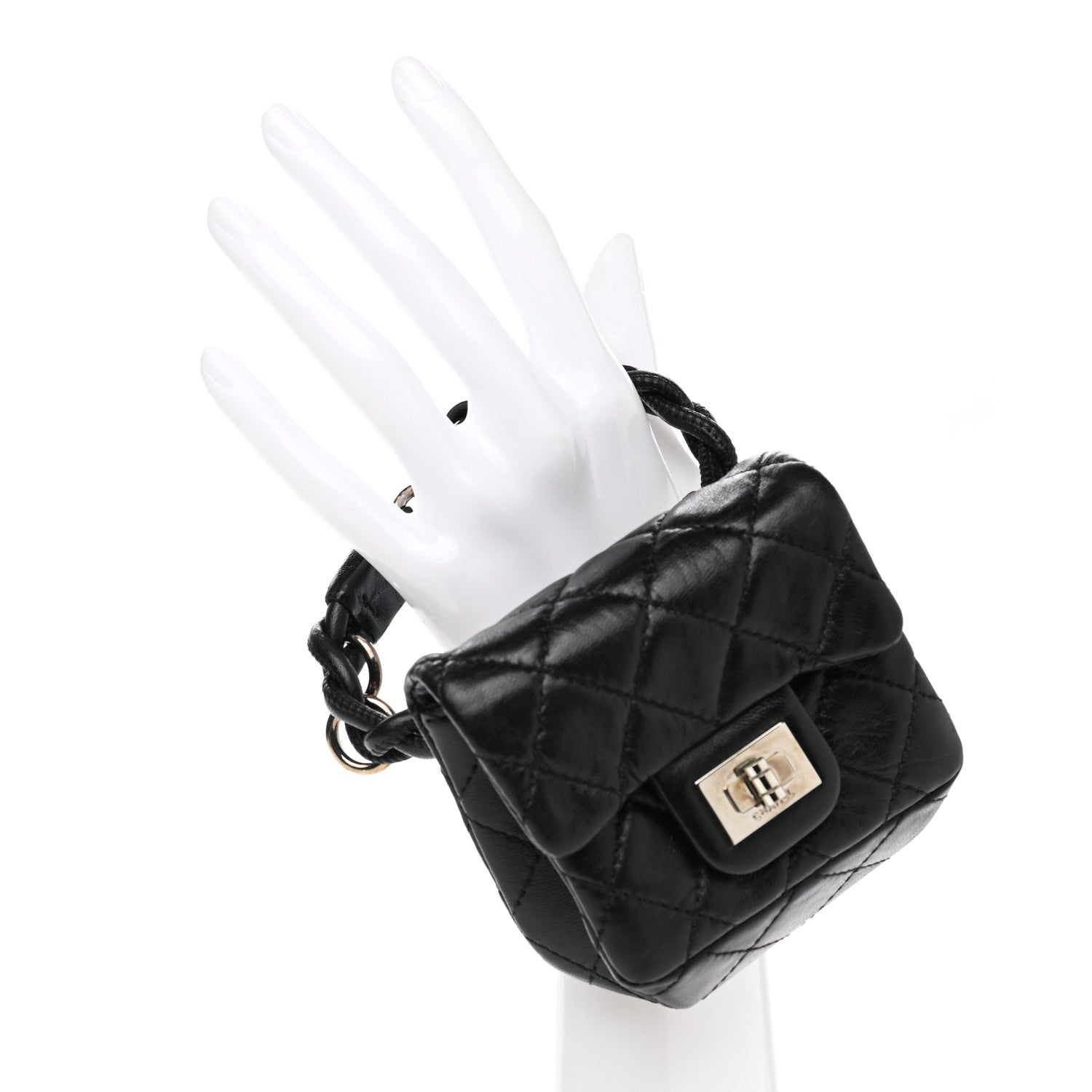 Chanel Calfskin Quilted 2.55 Ankle Wrist Bag Black 2 of 8