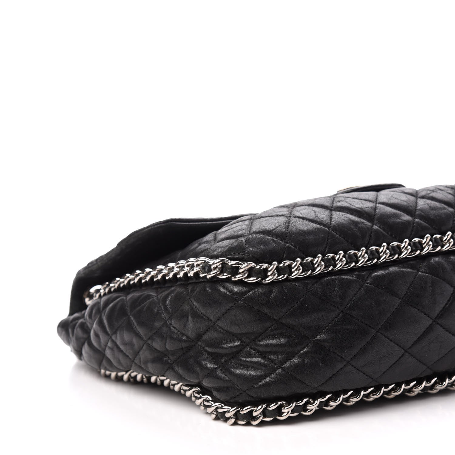 Chanel Washed Lambskin Quilted Maxi Chain Around Flap Black 11 of 14