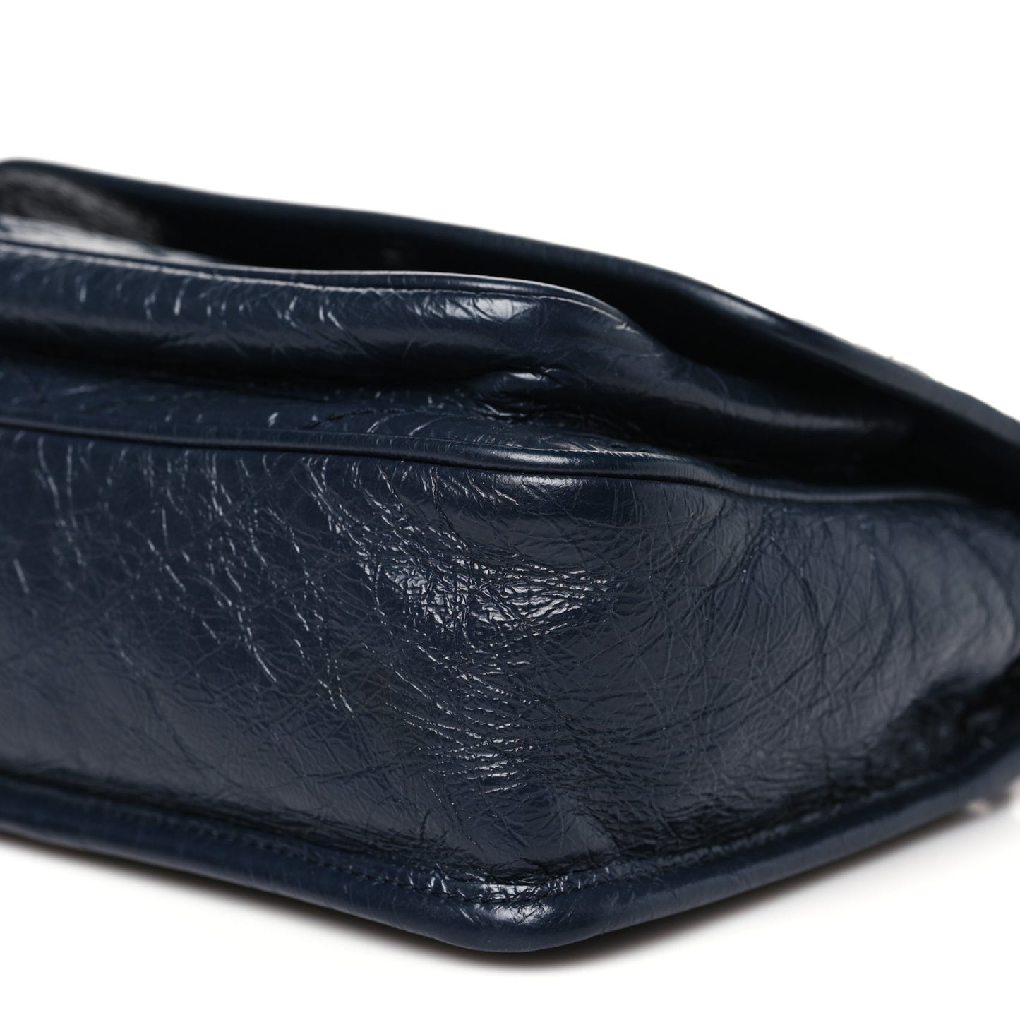 Crinkled Calfskin Matelasse Monogram Baby Niki Chain Satchel Navy