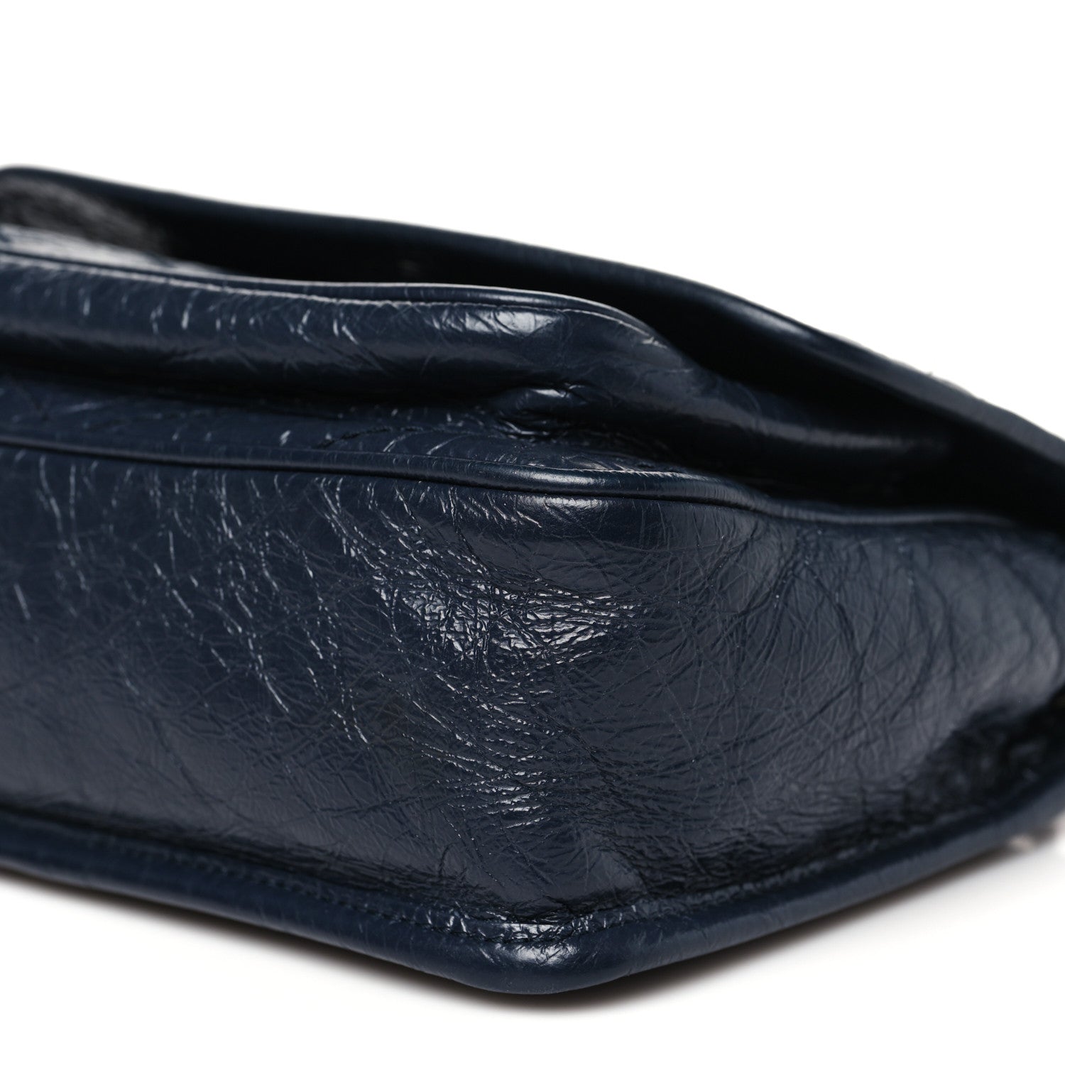 Saint Laurent Crinkled Calfskin Matelasse Monogram Baby Niki Chain Satchel Navy 9 of 10