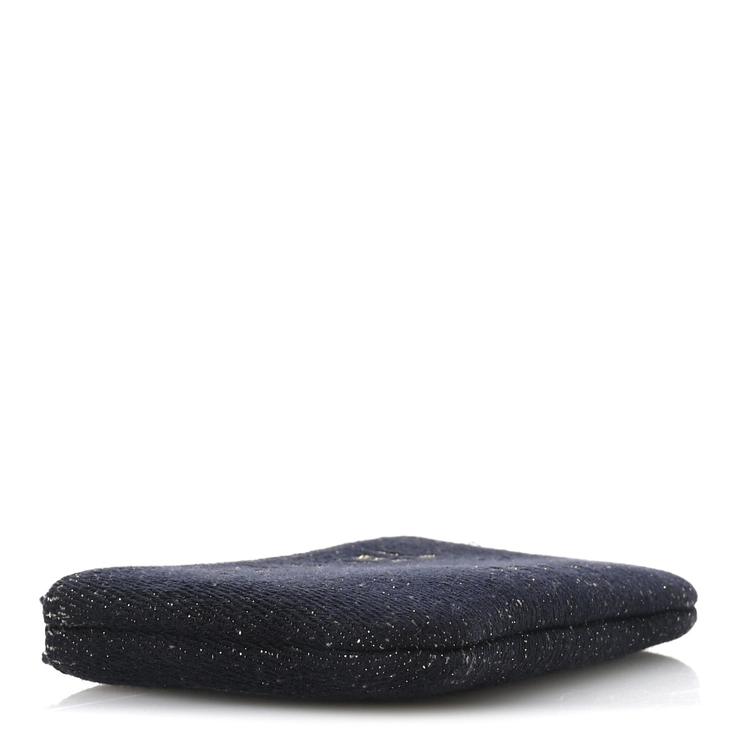 Chanel Lurex Canvas Deauville Cosmetic Pouch Navy Blue Gold 4 of 8