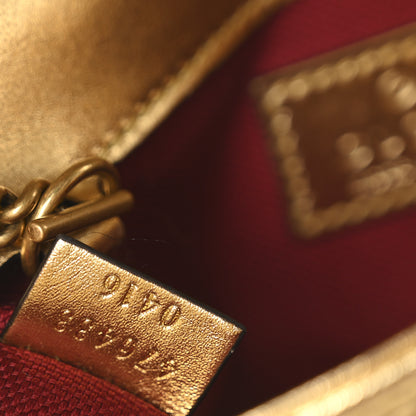 Gucci Metallic Calfskin Matelasse Super Mini GG Marmont Shoulder Bag Gold 7 of 10