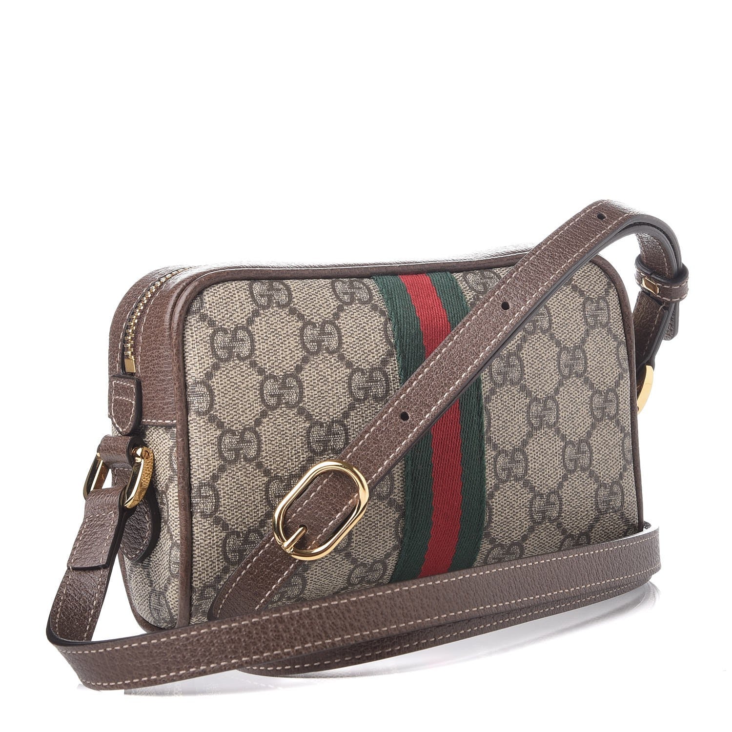 Gucci GG Supreme Monogram Web Mini Ophidia Shoulder Bag Brown 3 of 8