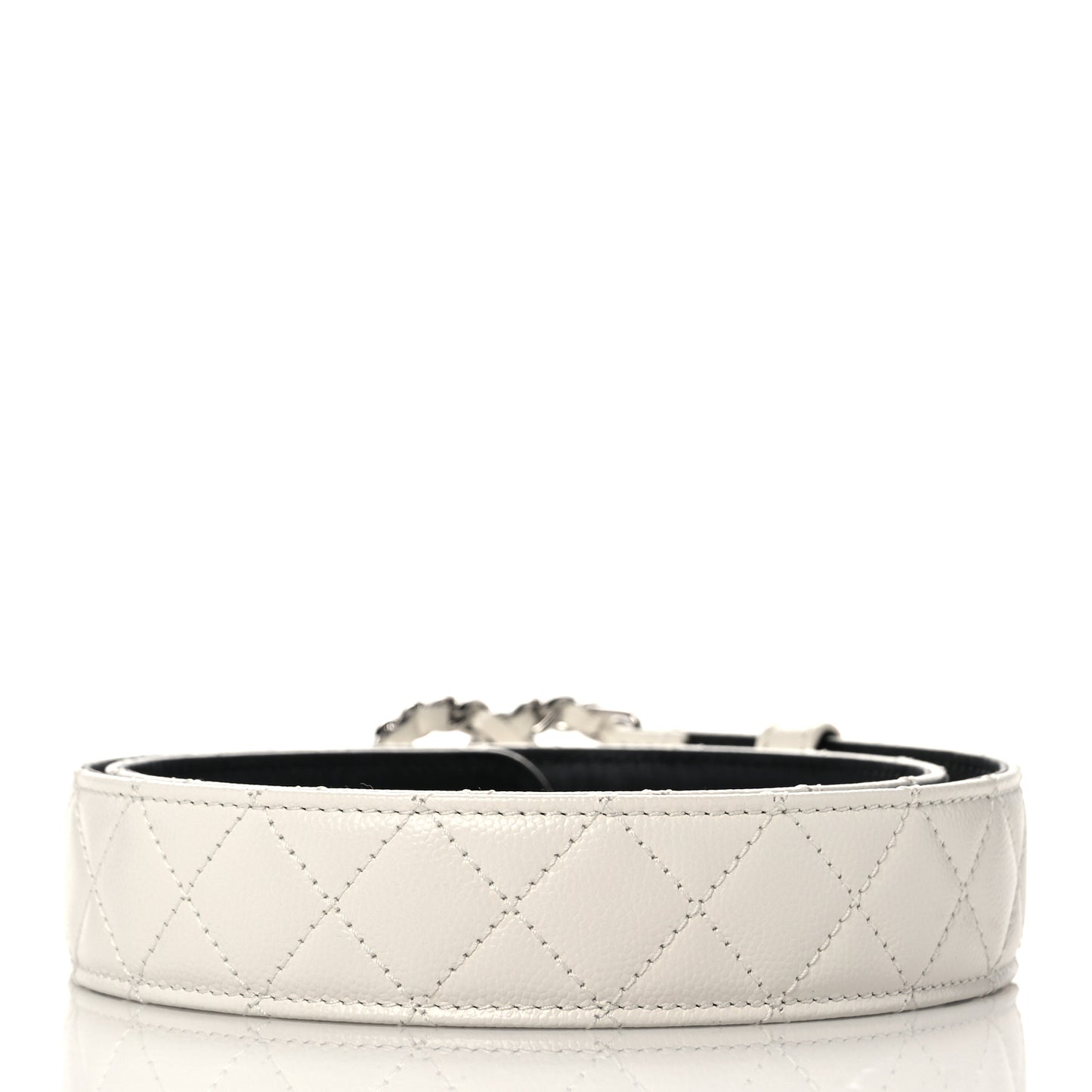 Caviar Quilted CC Chain Belt 75 30 White