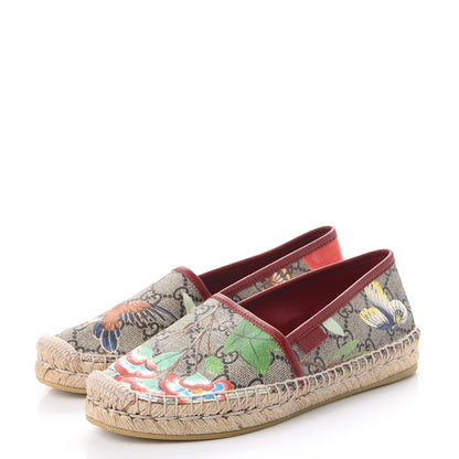 Gucci GG Supreme Monogram Tian Womens Espadrilles 35.5 Beige Multicolor Red 3 of 11