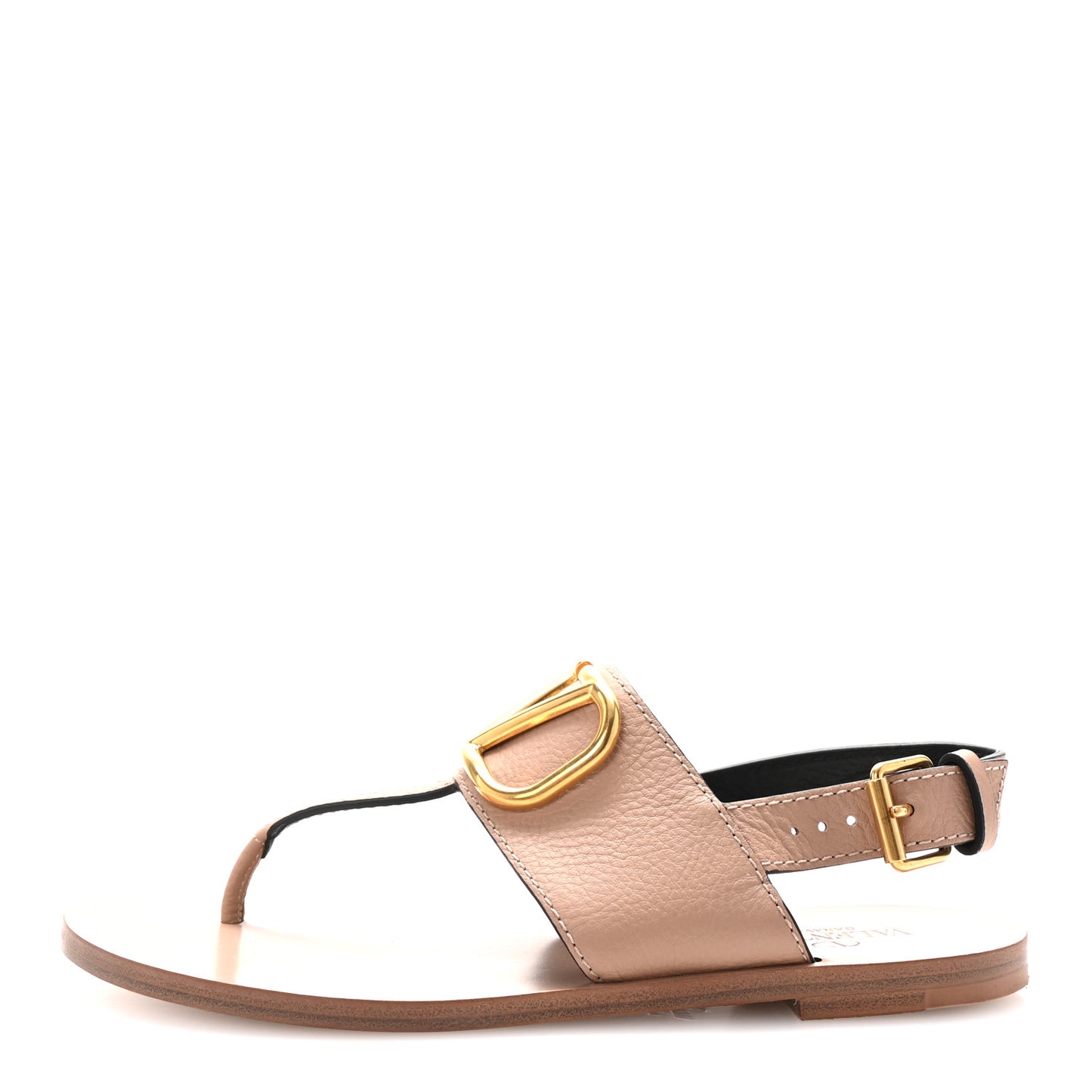 Grainy Cowhide Vlogo Slingback Flat Thong Sandals 35.5 Rose Cannelle