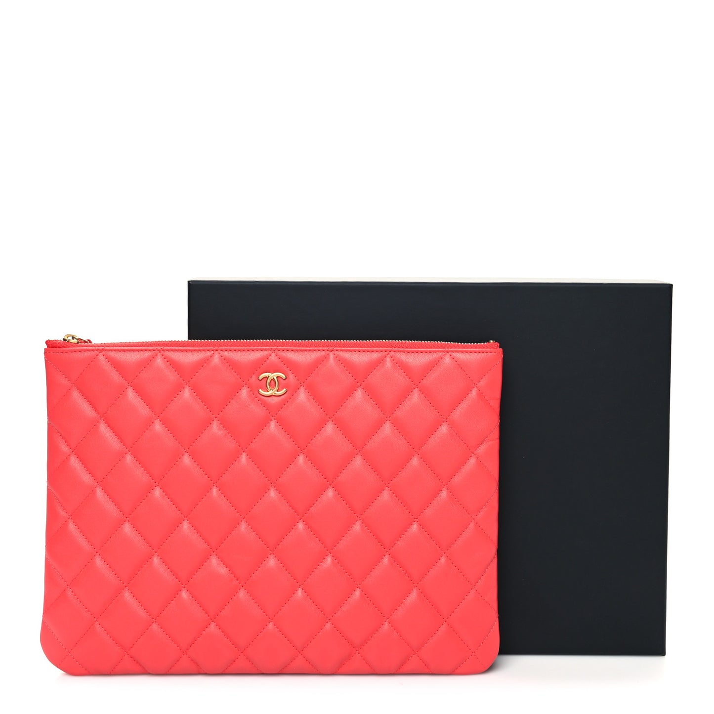 Lambskin Quilted Medium Cosmetic Case Pink