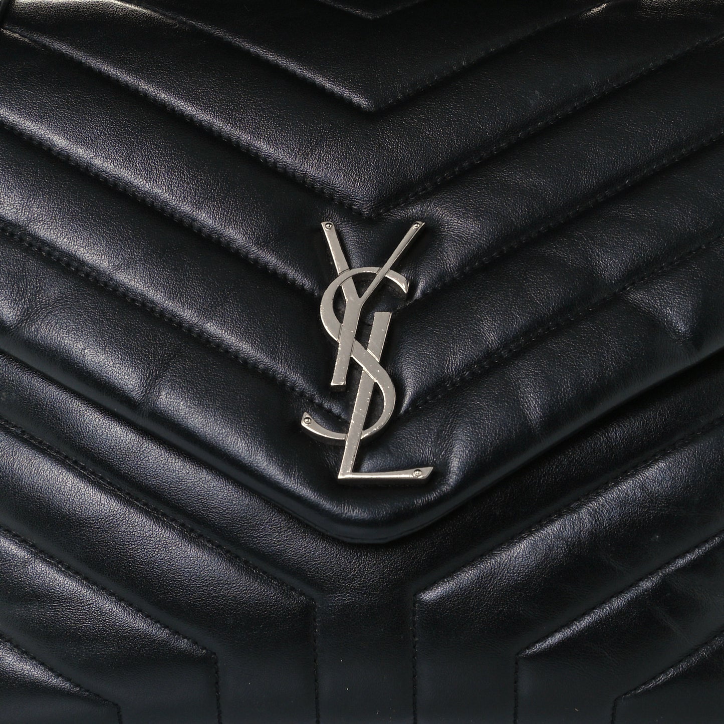 Calfskin Y Quilted Monogram Medium Loulou Chain Satchel Black