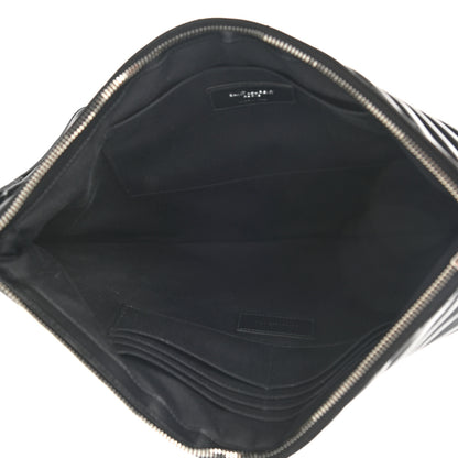 Saint Laurent Calfskin Matelasse Chevron Monogram Document Holder Black 6 of 8