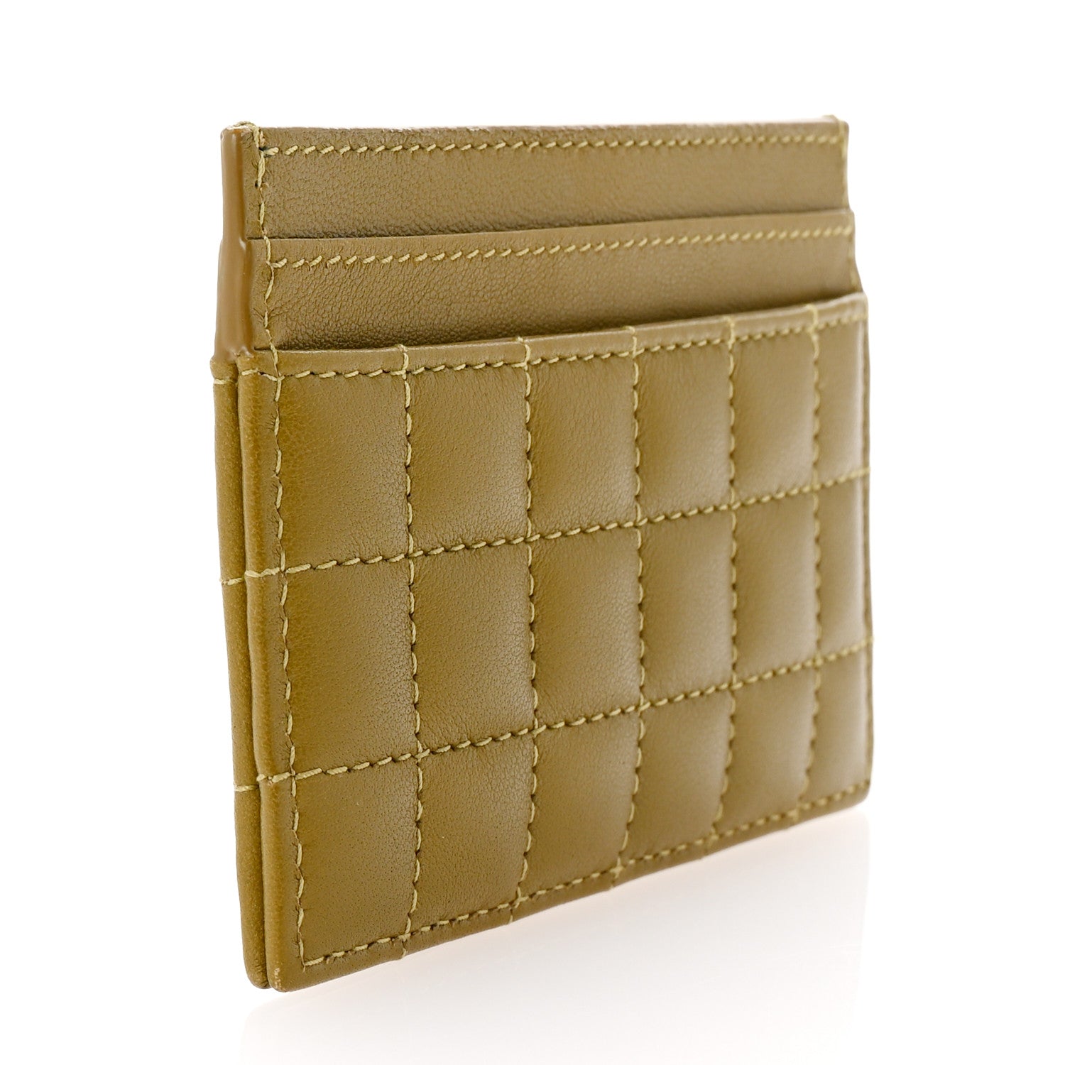 Saint Laurent Lambskin Quilted Cassandre Credit Card Case Olive Drab 3 of 7