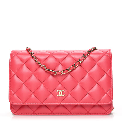 Chanel Lambskin Quilted Wallet On Chain WOC Light Red 1 of 10