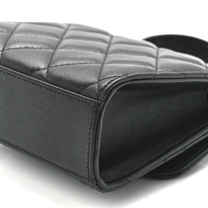 Chanel Lambskin Quilted Top Handle Flap Clutch With Chain Black 12 of 13