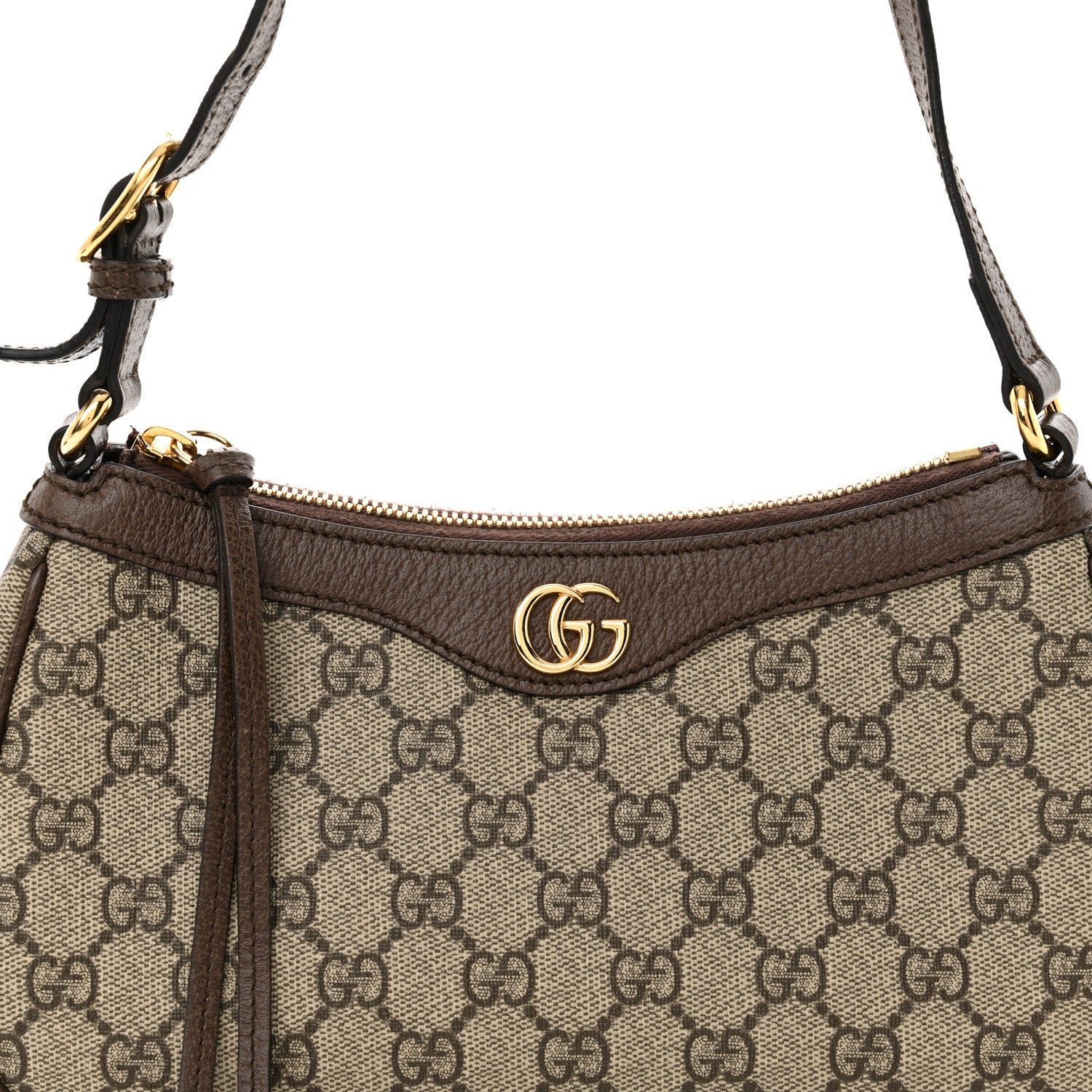 Gucci GG Supreme Monogram Textured Dollar Calfskin Small Ophidia Hobo Beige Ebony New Acero 8 of 12