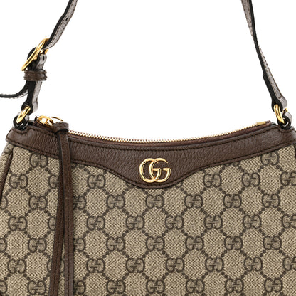 Gucci GG Supreme Monogram Textured Dollar Calfskin Small Ophidia Hobo Beige Ebony New Acero 8 of 12