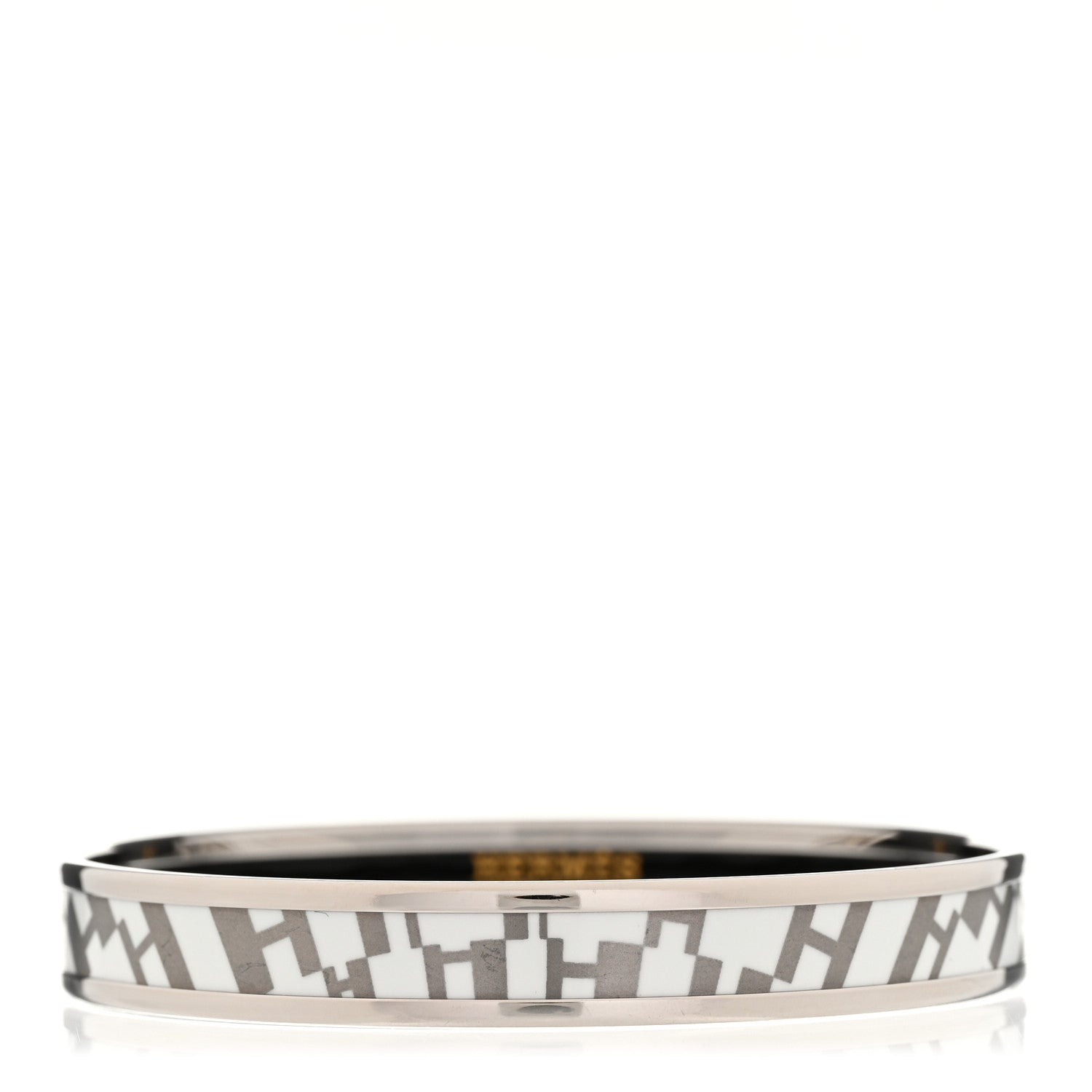 Hermes Printed Enamel Narrow lOP'H Bracelet 65 White 1 of 5