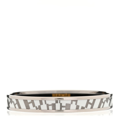 Hermes Printed Enamel Narrow lOP'H Bracelet 65 White 1 of 5