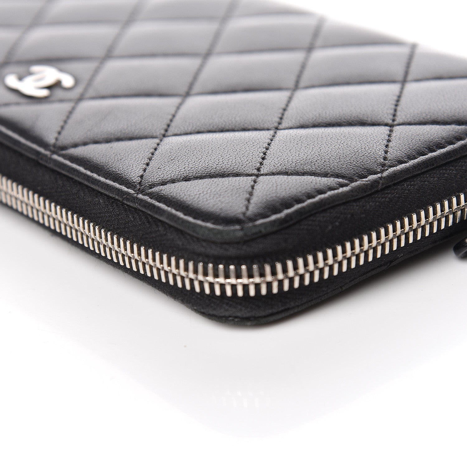 Chanel Lambskin Quilted Large Gusset Zip Around Wallet Black 16 of 17
